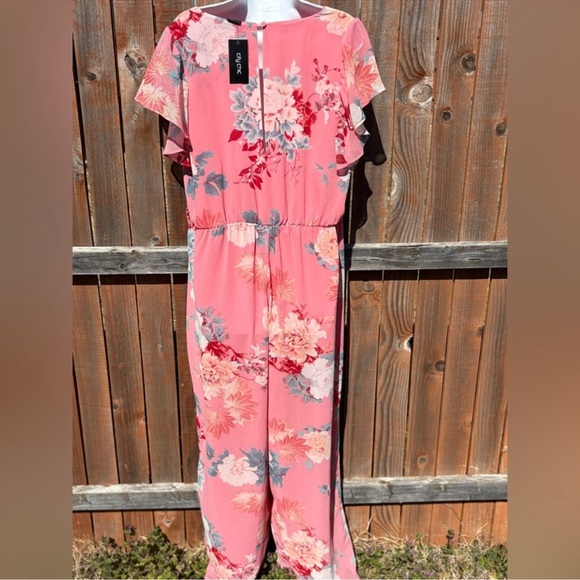 City Chic Summer Floral Jumpsuit - pink Size 14 - Picture 3 of 7